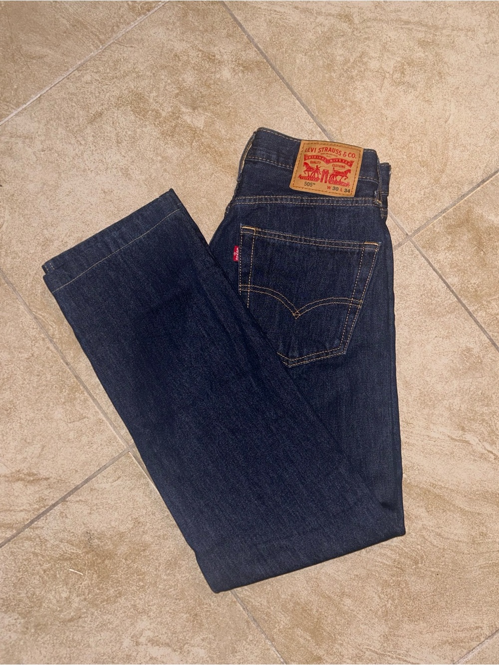 Levi’s 505 Men’s Jeans 30x30 Blue Custom Hem 100% Cotton